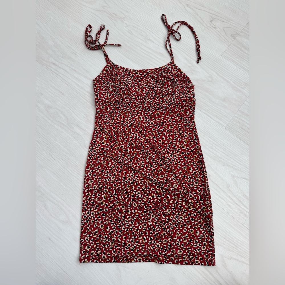 AUDREY RED LEOPARD PRINT MINI DRESS
